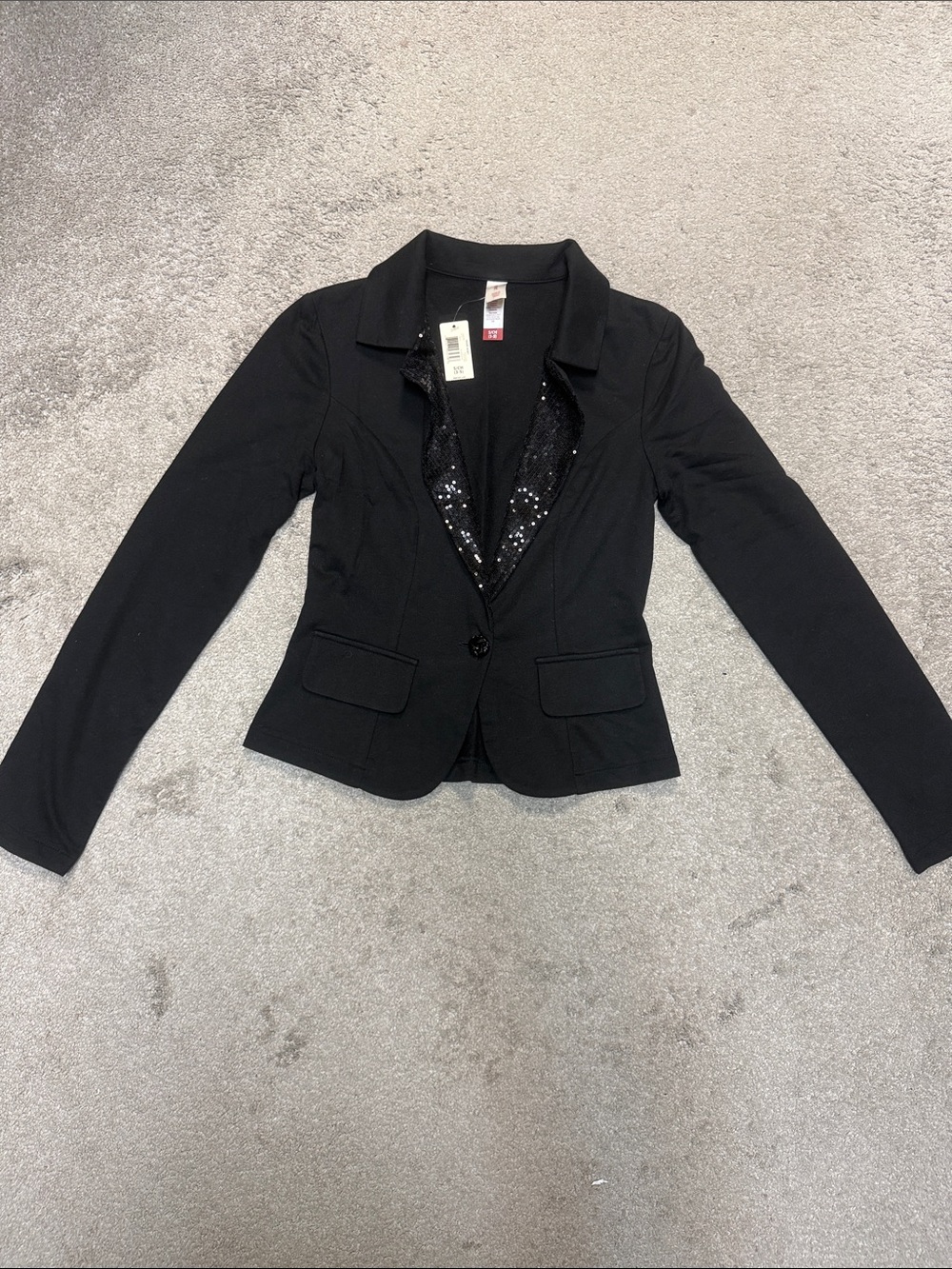 Black Women's Blazer with Sequin Lapel